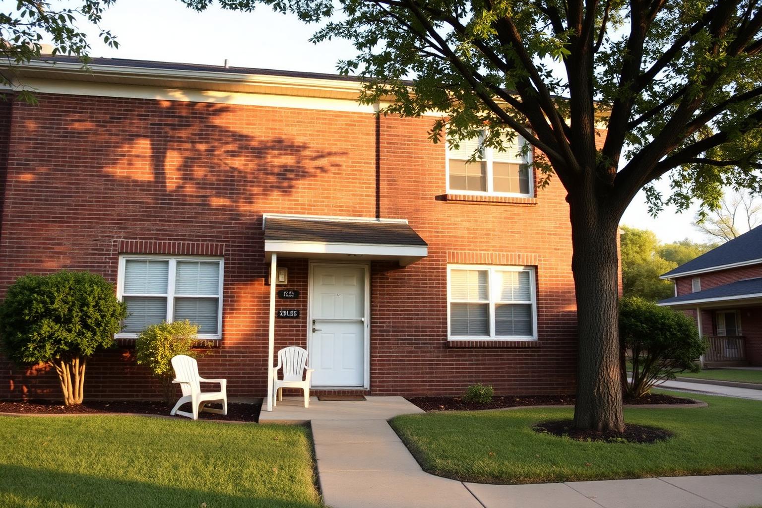 A mother and her two children sitting together on their front steps